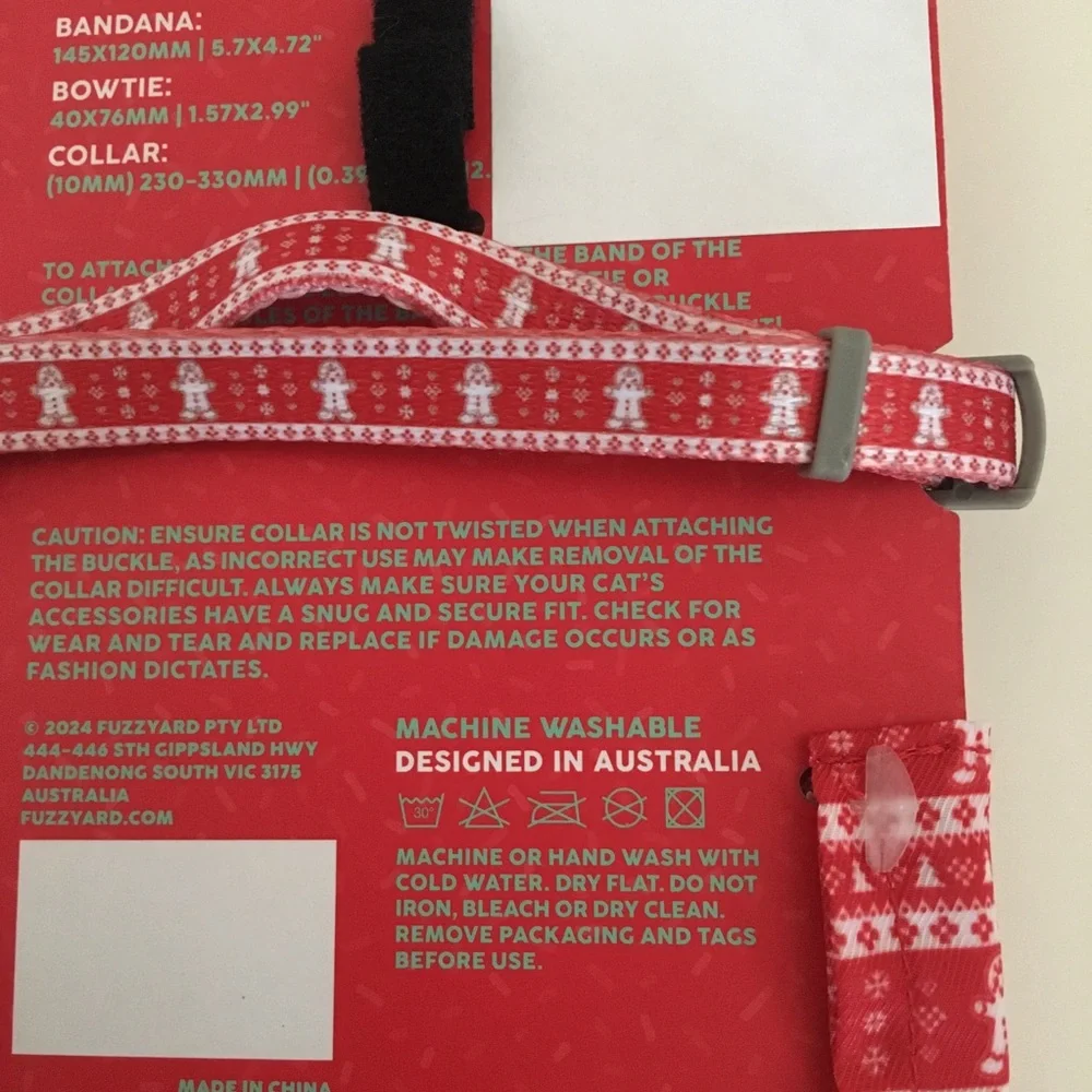 NEW Cat Collar Bowtie & Bandana Red “Meowlidays” Fashion Christmas | FuzzYard